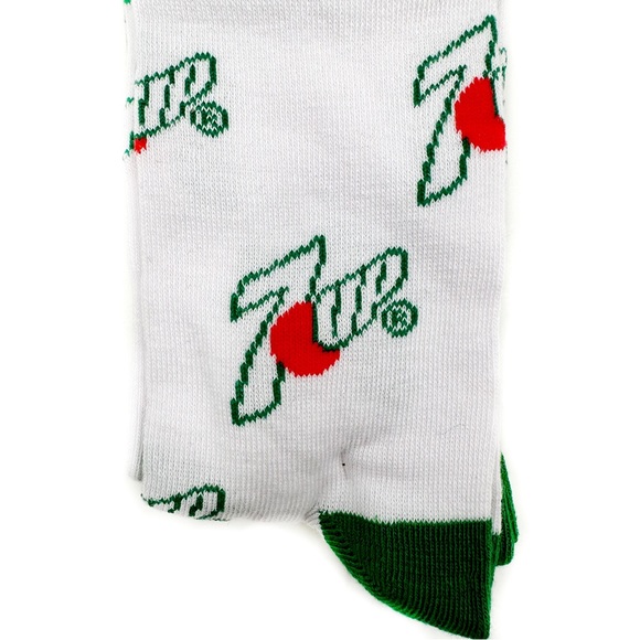 7Up Soda Logo Crew Socks 2 Pairs 7-Up 7 Up Green White Mens Womens Novelty Gift - Picture 6 of 7